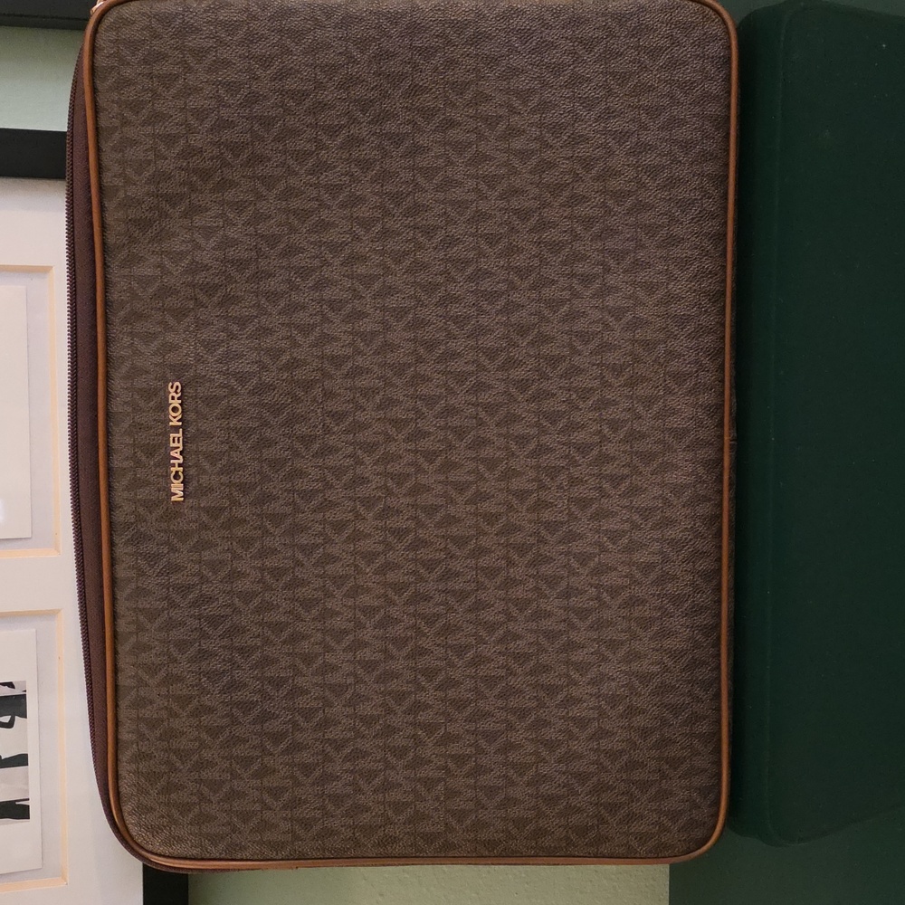 Michael Kors Monogram Laptop Bag in Brown